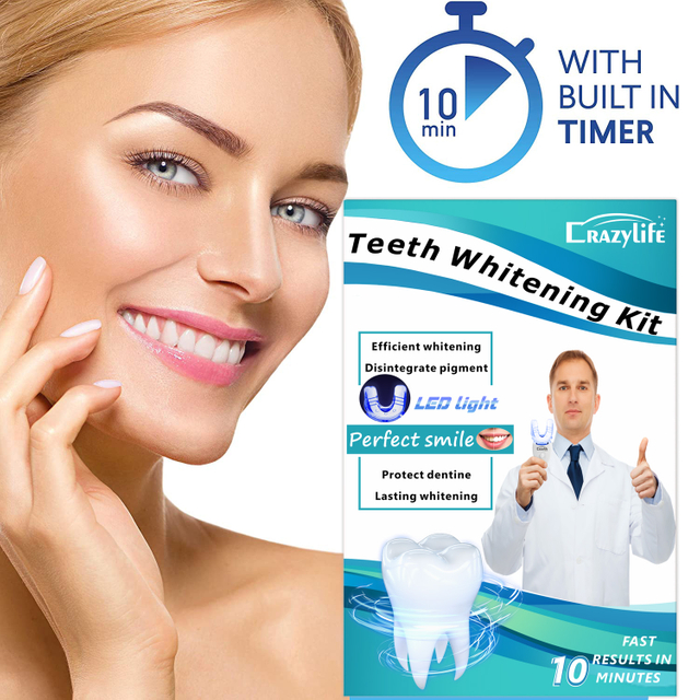 Crazylife Teeth whitening package, teeth whitening device, teeth whitening solution