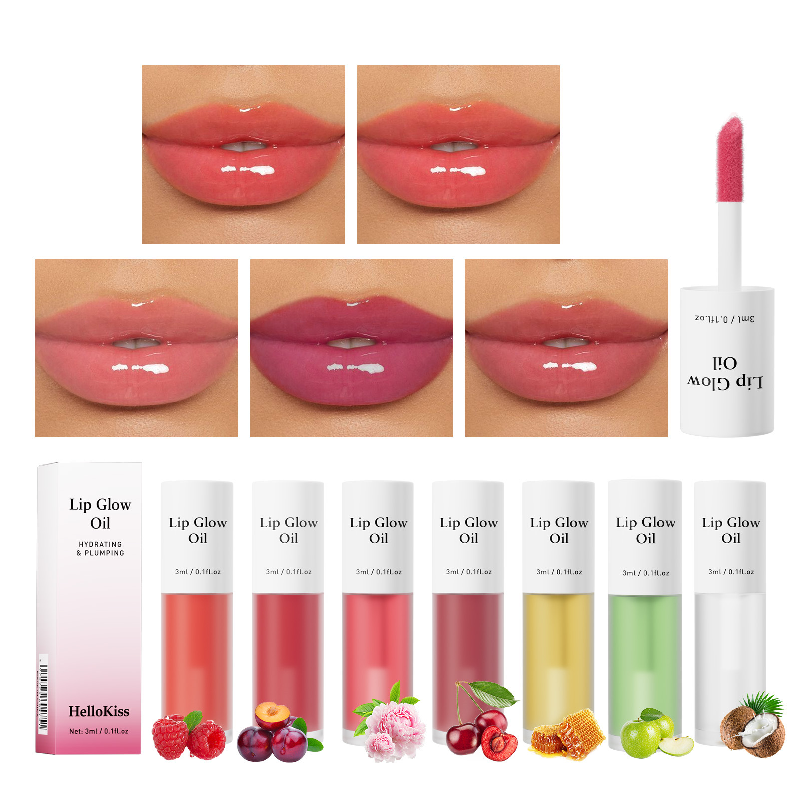 Lip care oil, honey fruit flavor lip balm, lip膏， exfoliating, non-staining on cup, lip gloss, lip color, lip honey