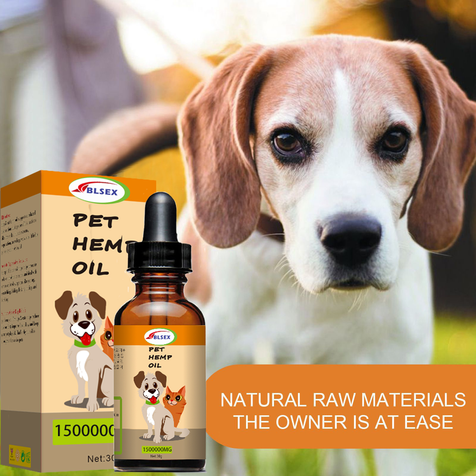 Pet Care Essence 30ml for Dogs and Cats, Hemp Seed Oil Pet Food Additive To Boost Energy, Natural Formula, Easy To Blend