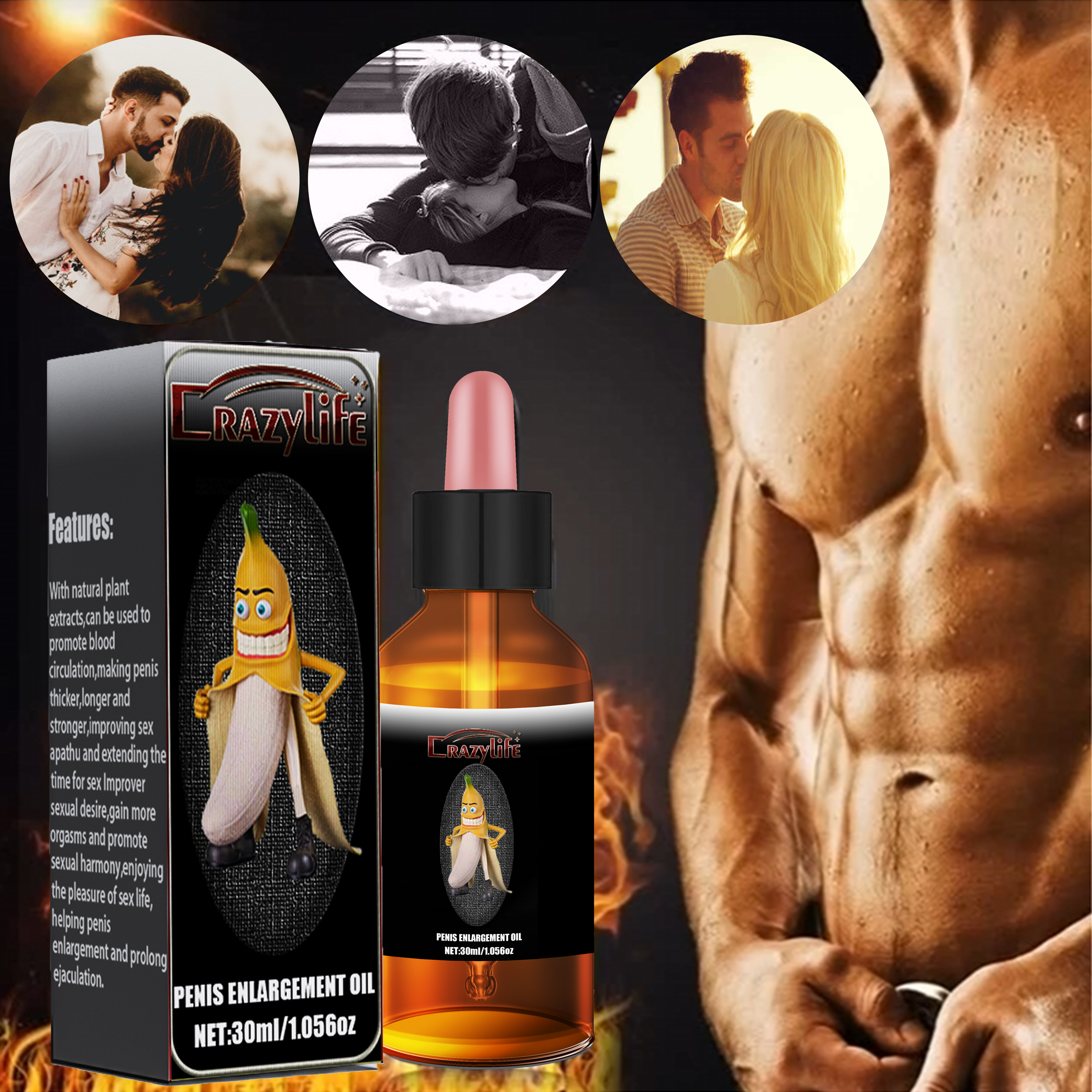 Crazylife Men's Penis Enlargement Oil Massage Essential Oil Delay Oil 30ml