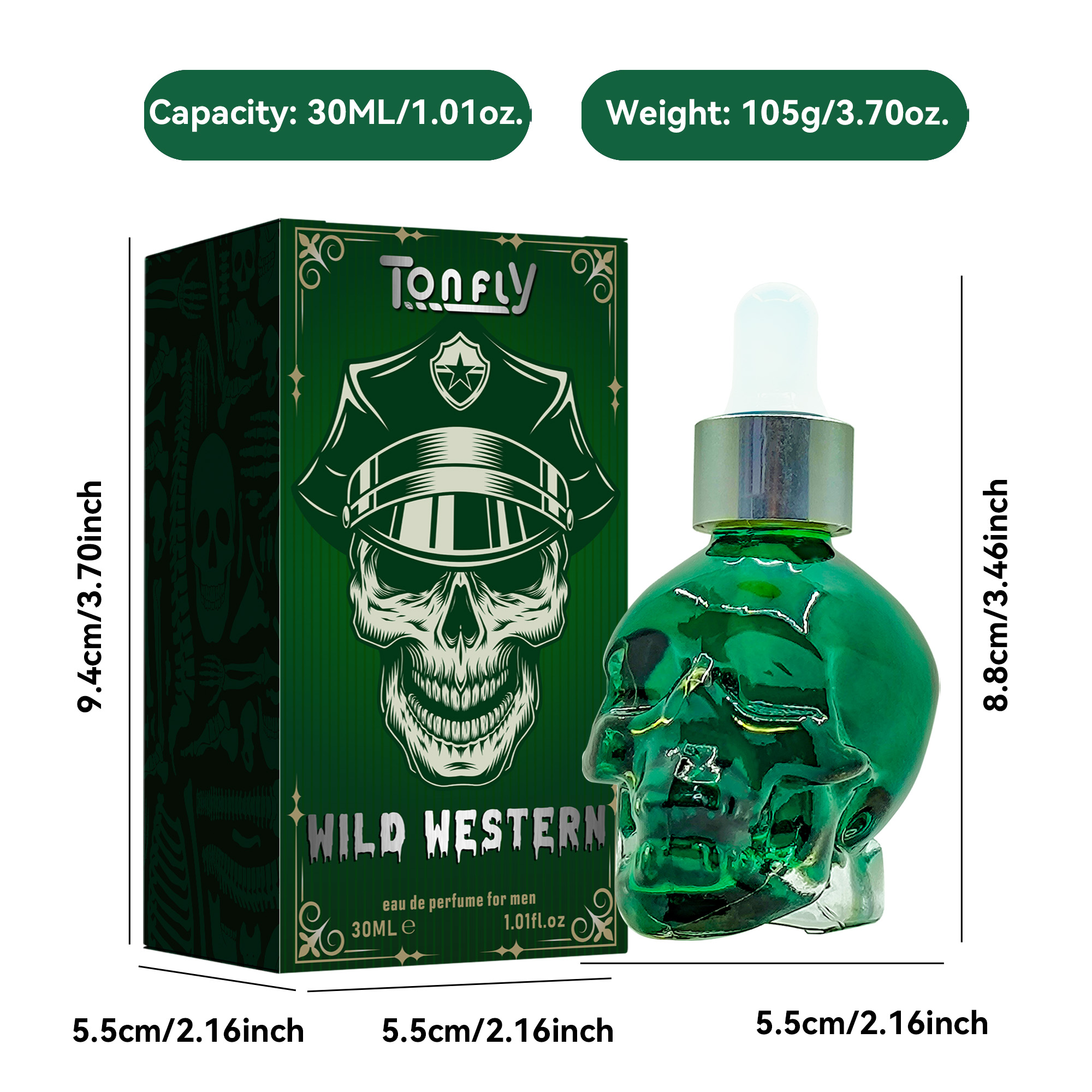 Tonfly Green Hat Skull Head Men's Perfume