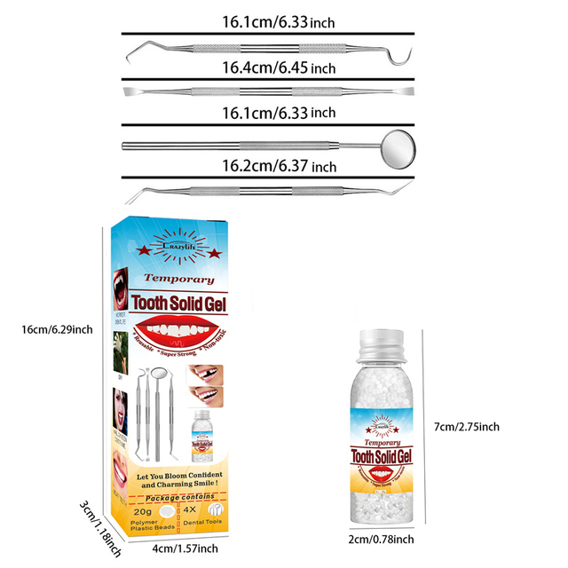 Crazylife Temporary Dental Repair Clay - Instant Tooth Filling Kit for Cavities, Gaps, Cracked Teeth & Dentures | Moldable Solid Dental Wax for Emergency, Parties & Travel | Pain Relief & Smile Reshap