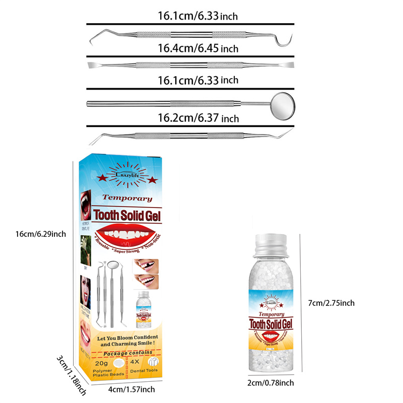 Crazylife Temporary Dental Repair Clay - Instant Tooth Filling Kit for Cavities, Gaps, Cracked Teeth & Dentures | Moldable Solid Dental Wax for Emergency, Parties & Travel | Pain Relief & Smile Reshap