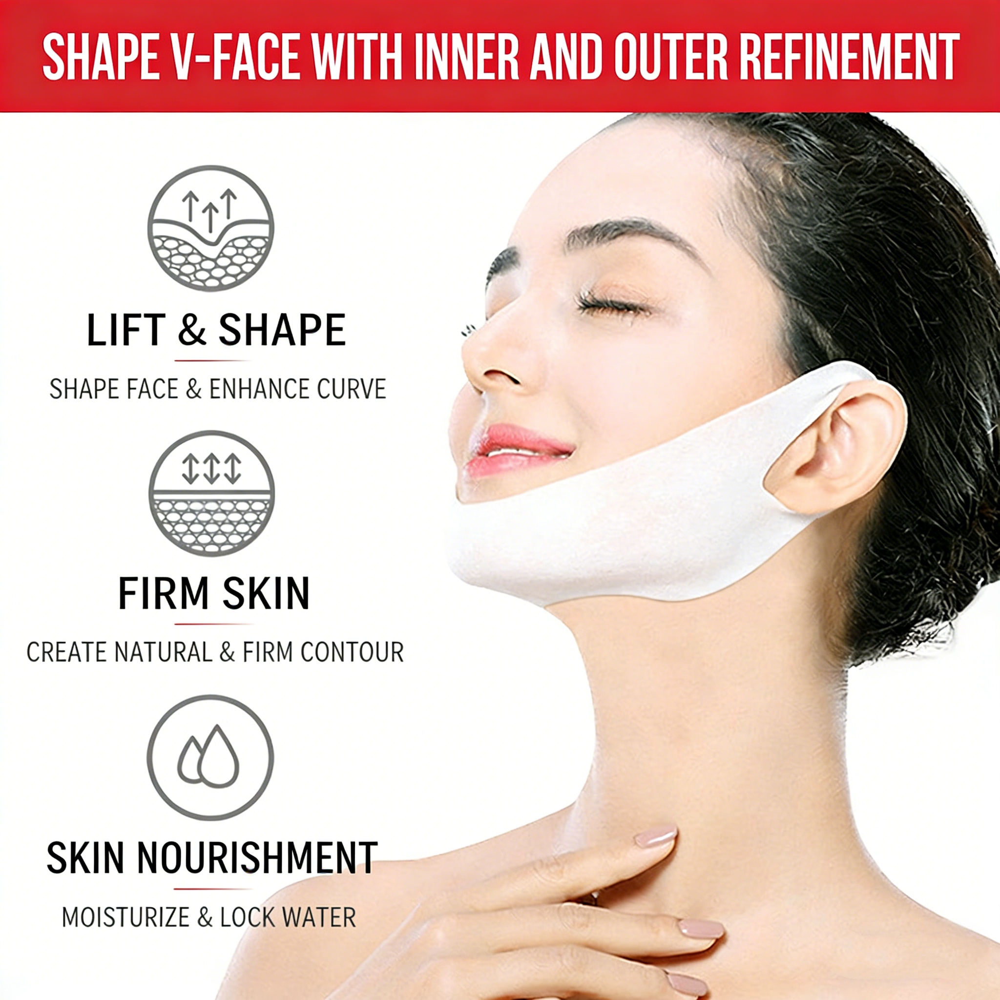 V-shaped facial mask - Niacinamide beauty mask - Hydrating gel double-layer chin patch for lifting, firming and moisturizing - The perfect V-shaped face beautifying tool