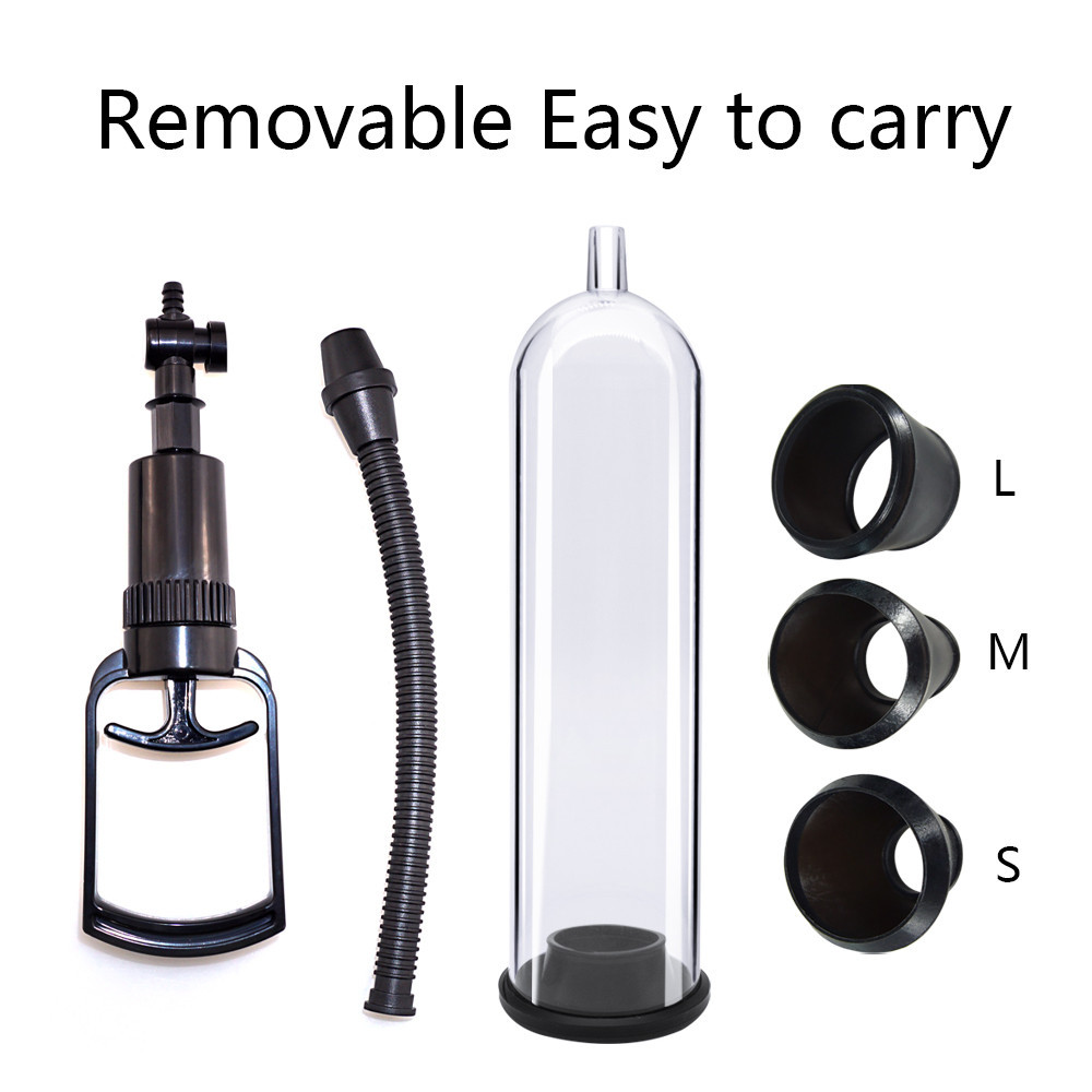 Small-sized vacuum pump penis exerciser for men, with a pull rod and negative pressure booster, suitable for airplane use, adult erotic sex toys.