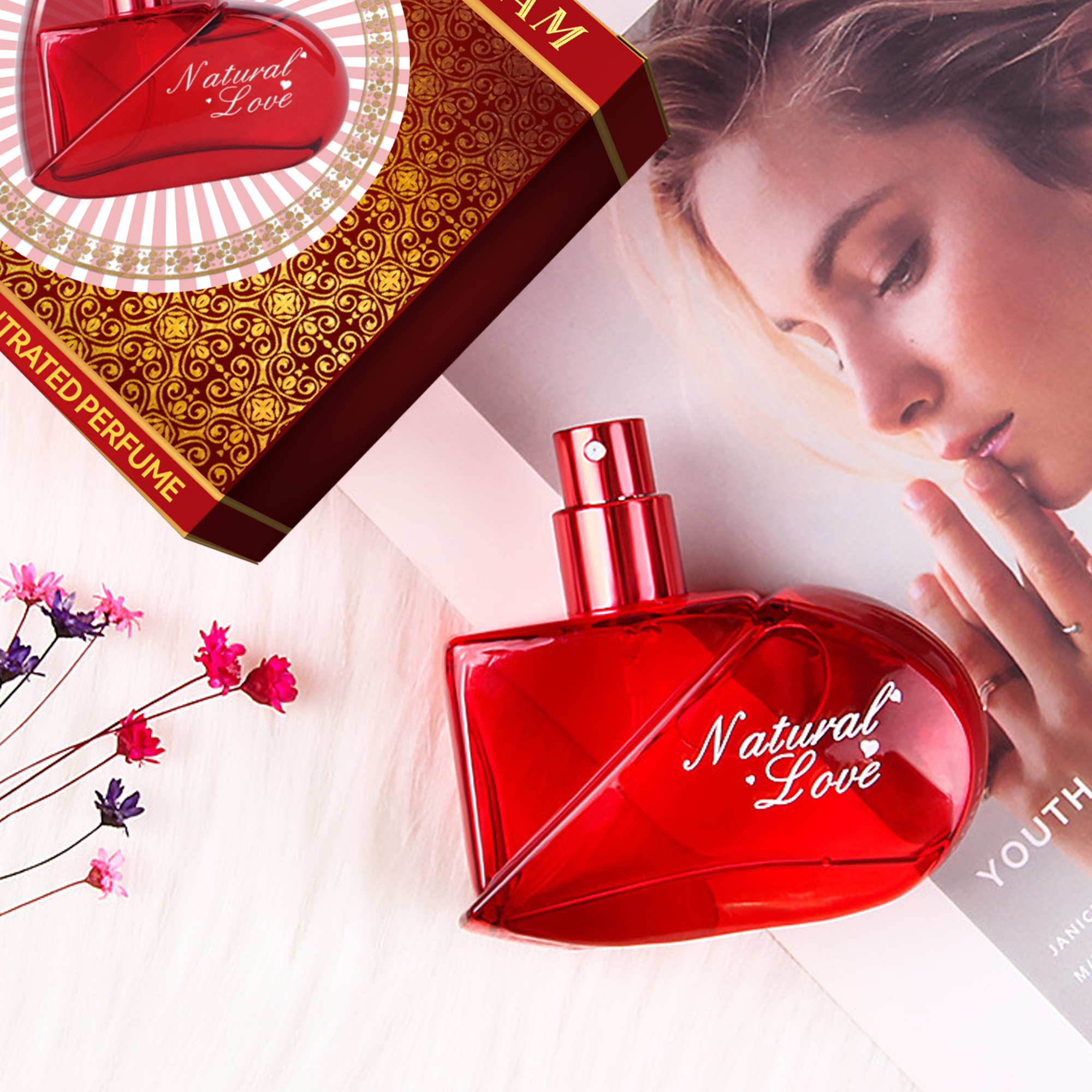 TONFLY Women's Perfume High Appearance Level Red Heart Eau De Toilette Spray 50ml Fragrance Perfume