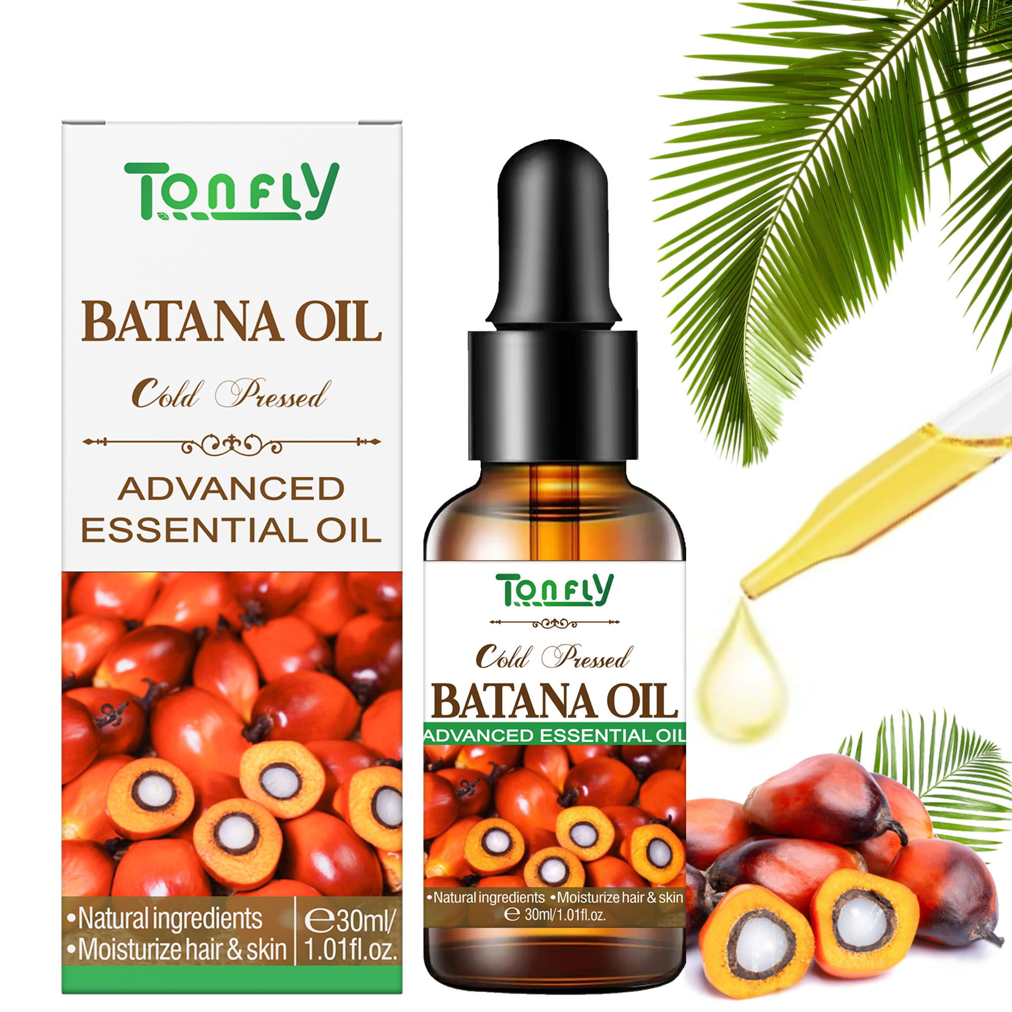 Organic Batana Hair Serum - Hydrating Anti-Frizz Oil to Boost Shine & Strength