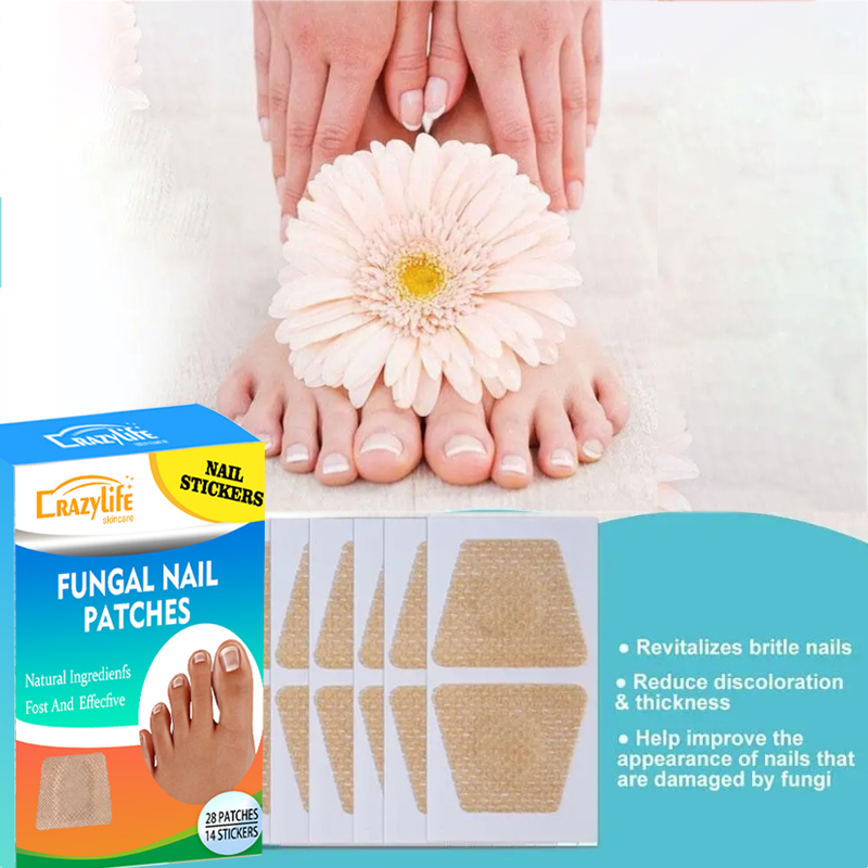 Crazylife 28Pcs Toenail Fungus Patch Nail Repair Patches Nail Ingrown Correction Sticker Discolored Damaged Nails Foot Care Tool Uñas