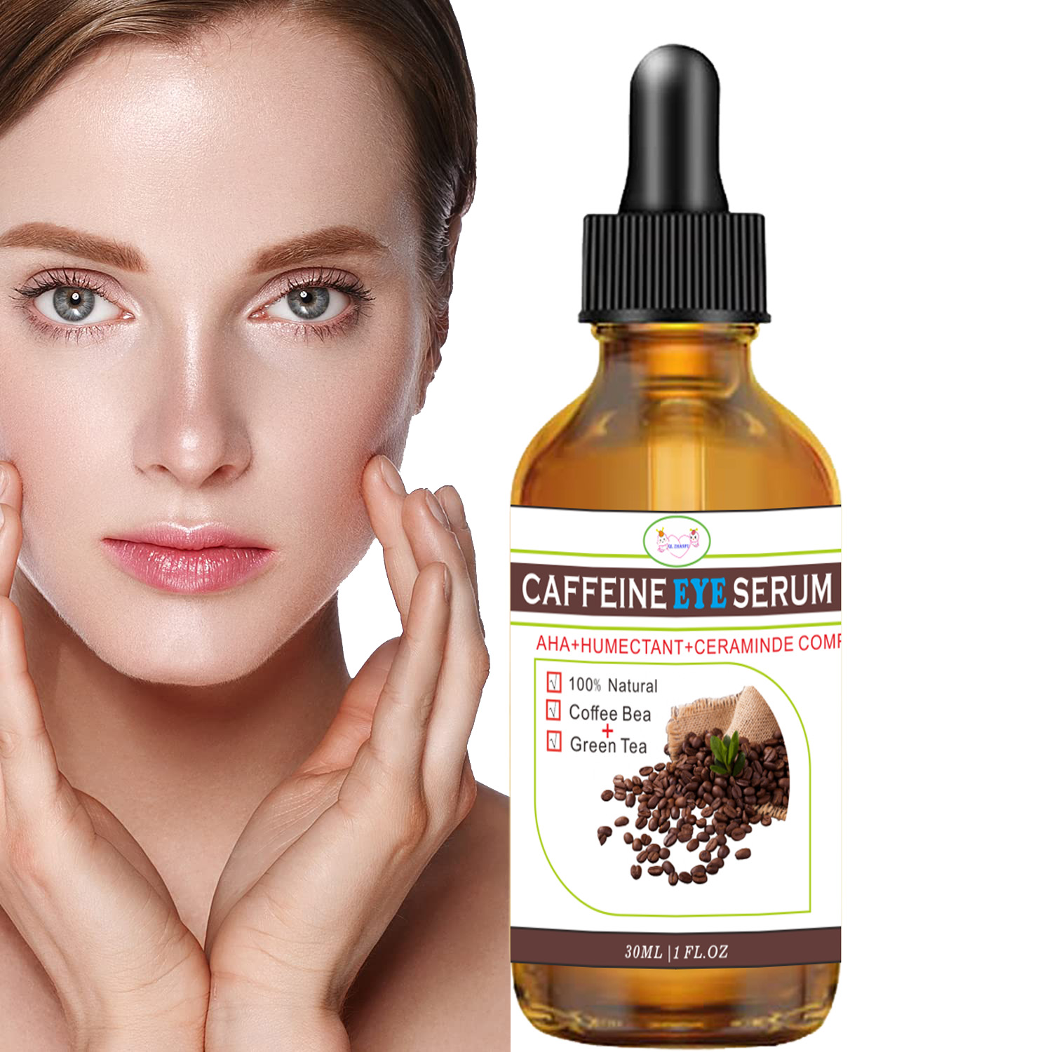 Anti Aging Caffeine Eye Serum Complex for Eye and Face-30ml 1OZ Natural Reduces Puffiness, Anti Aging, Brightens Tired Eyes