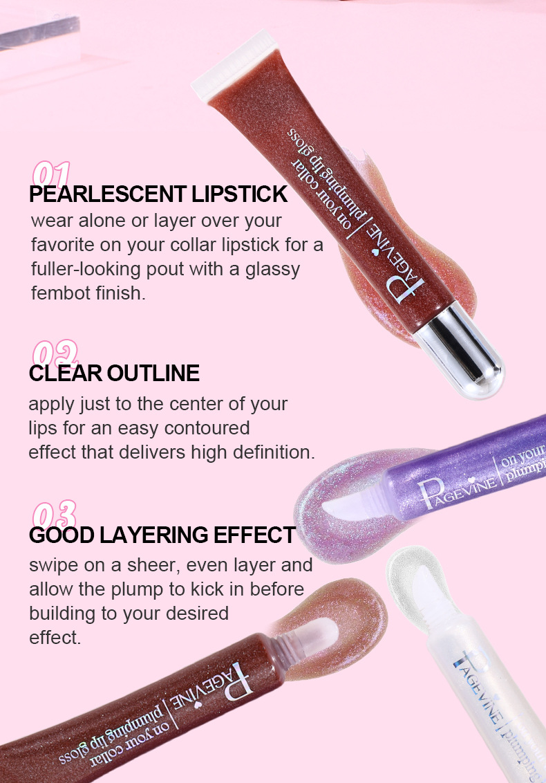 PAGE VINE Glossy Lip Cream - Moisturizing and Hydrating Lip Balm with Full-Lip Effect and Sparkling Lip Shimmers