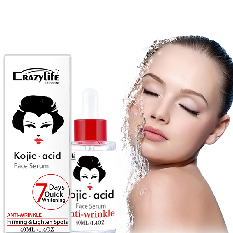Kojic Acid Collagen Whitening Freckle Serum Remove Dark Spots Fade Melasma Melanin Brighten Repair Dull Face Skin Care Cosmetics 30ML