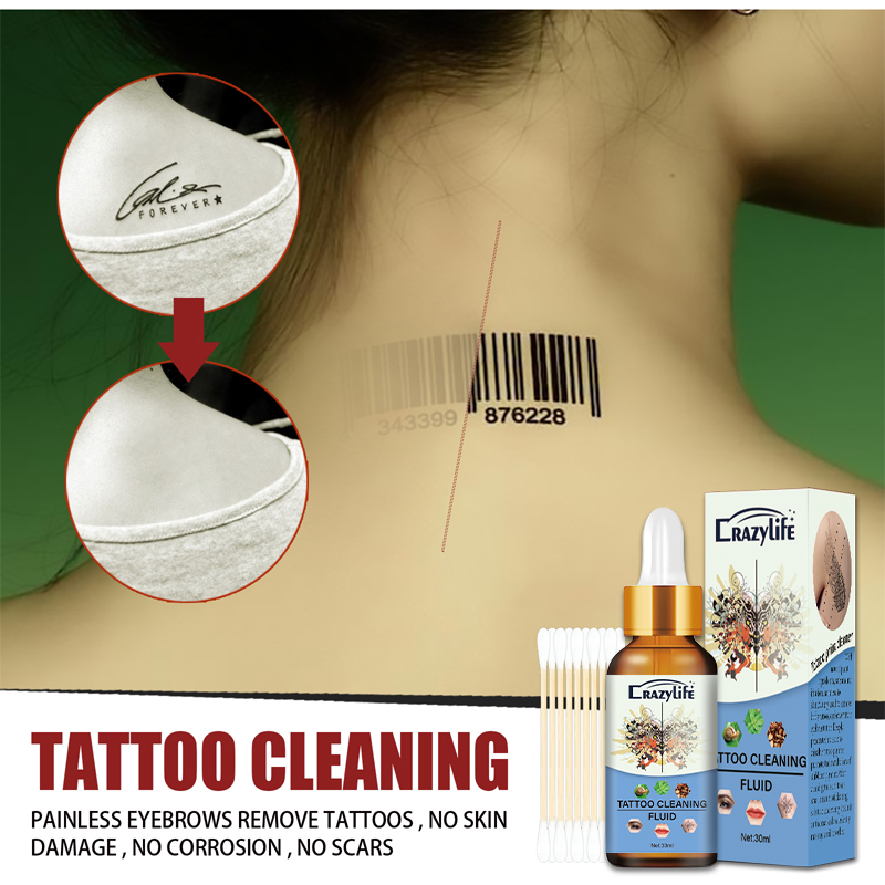 Quick Tattoo Removal Serum Permanent Tattoo Remover Liquid Natural Painless Body Facial Pigment Fading Cleaning Skin Care