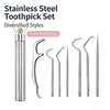 Stainless steel toothpick set - Portable storage tube - Dental care metal toothpick - Oral teeth cleaning tool