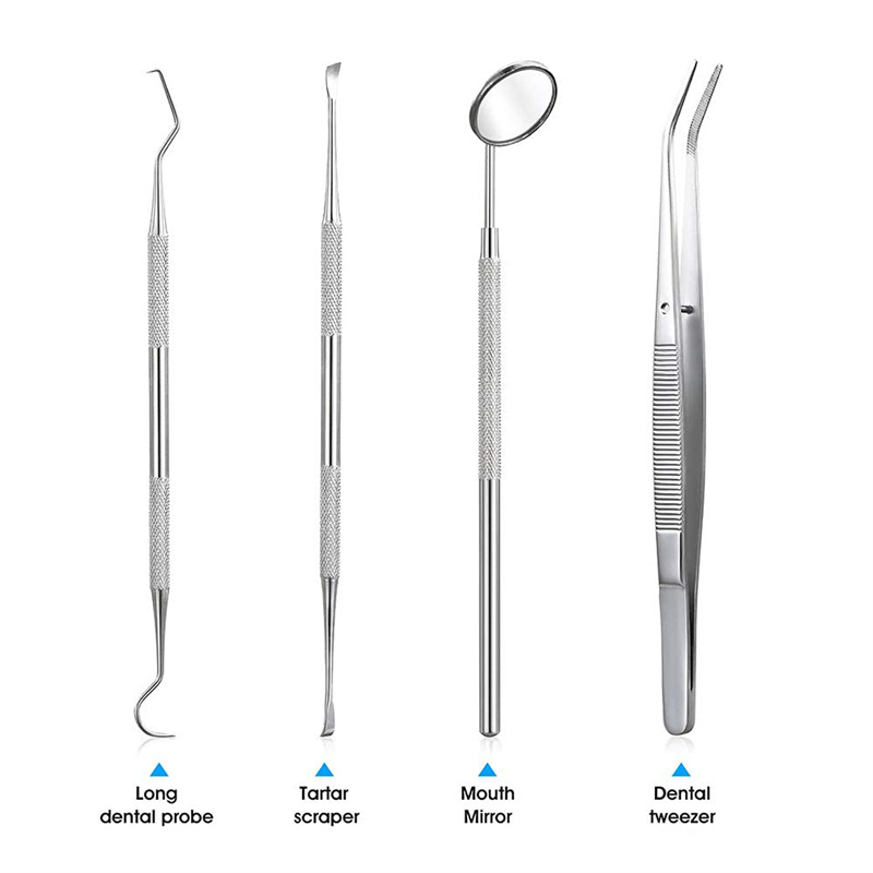 Cazylife Stainless Steel Dental Instruments Kit - Dental Mirror, Explorer, Scaler for Tartar Removal, Teeth Cleaning Tools for Dentists & Hygienists