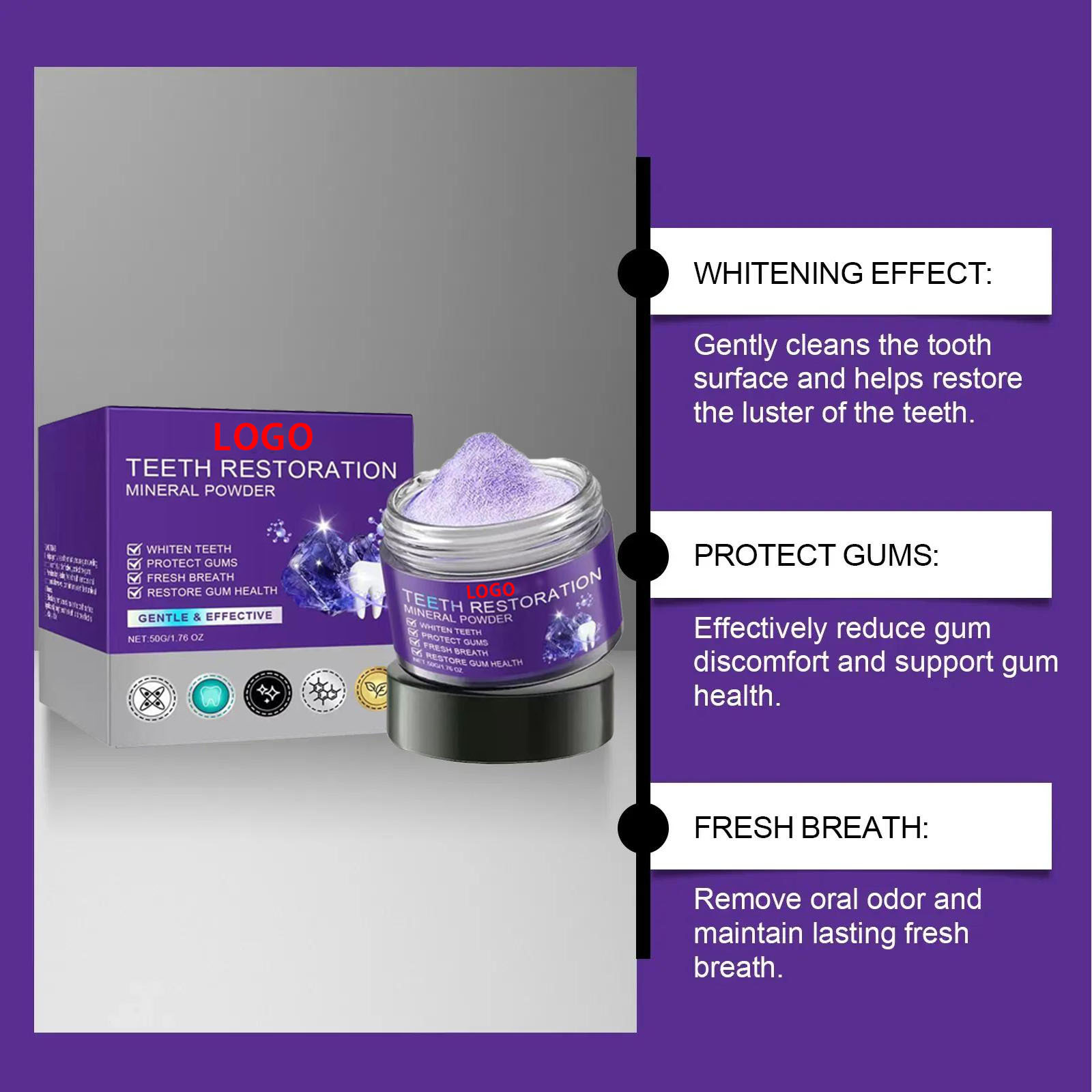 Dental cleaning powder - Deep oral cleaning, removes yellowing and stains, freshens breath, and cleans teeth.