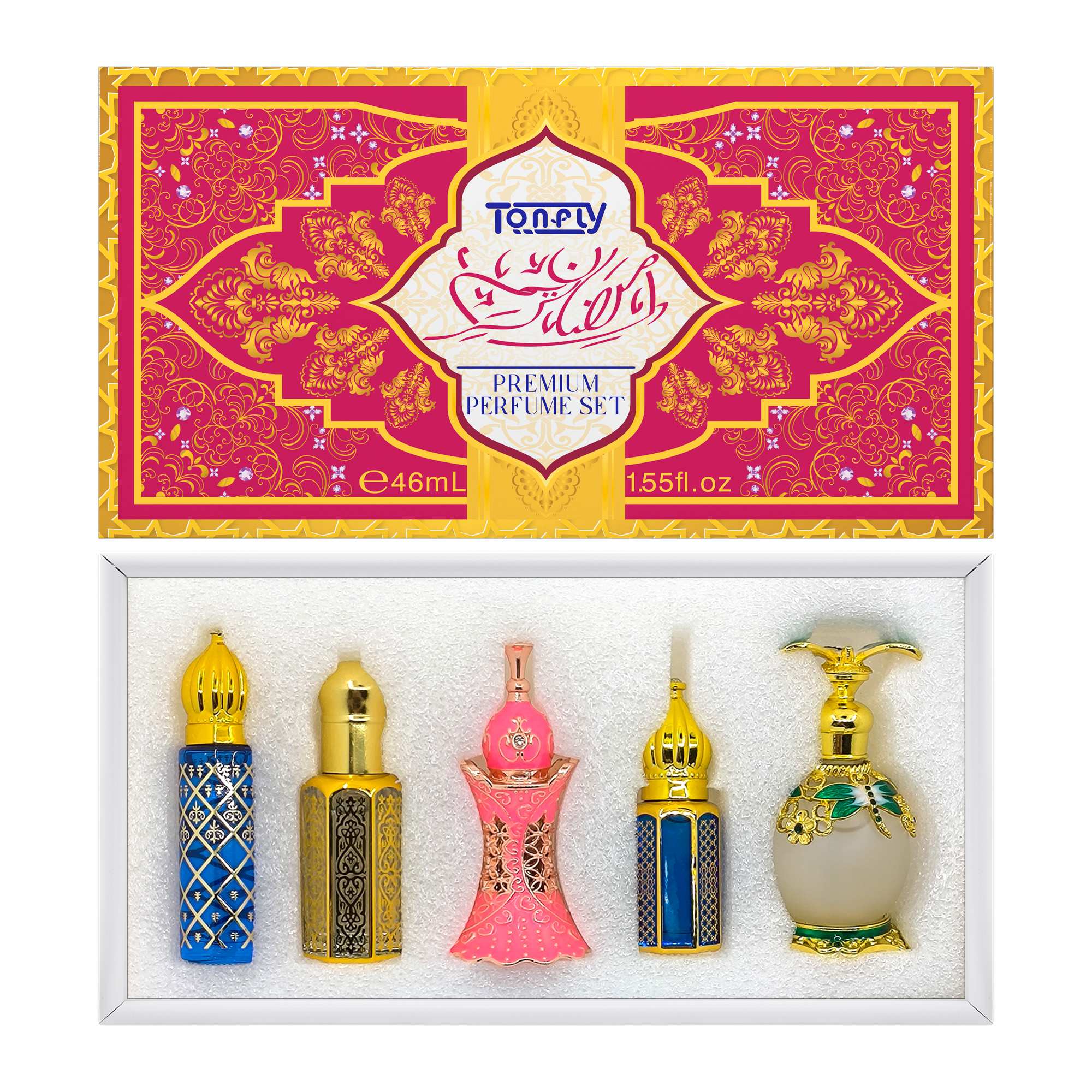 Tonfly Arabian Style Perfume Oil Set – 5pcs Alcohol-Free, Fruity Floral, Perfect Gift for Her