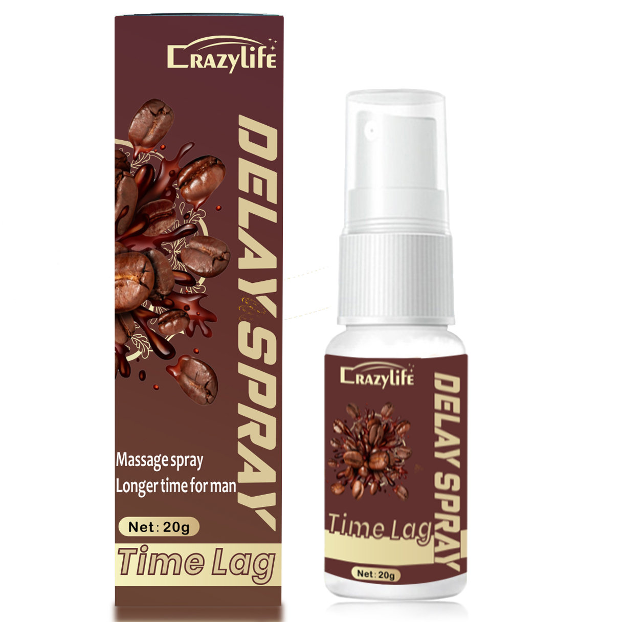 Crazylife Coffee flavor Men's Delay Spray Delayed-release essential oil 20ml