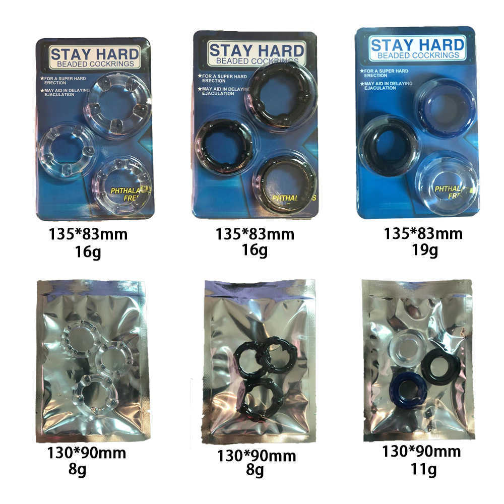 Yifeng Lock Precision Ring Men's Anti-Retraction Ring With Beads in Three Colors Ring for Transparent Penis Ring Made of Aluminum Foil Adult Sex Toys Wholesale Six packages