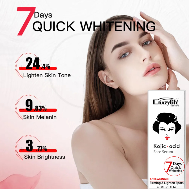 Kojic Acid Collagen Whitening Freckle Serum Remove Dark Spots Fade Melasma Melanin Brighten Repair Dull Face Skin Care Cosmetics 30ML
