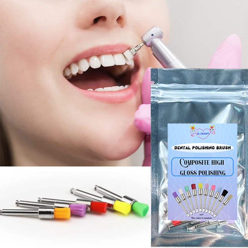 QLZHANFU Dental Polishing Brush & Cup | Professional Teeth Polishing Tools | Nylon Polishing Brushes - Flat Head & Pointed Head for Dental Prophy