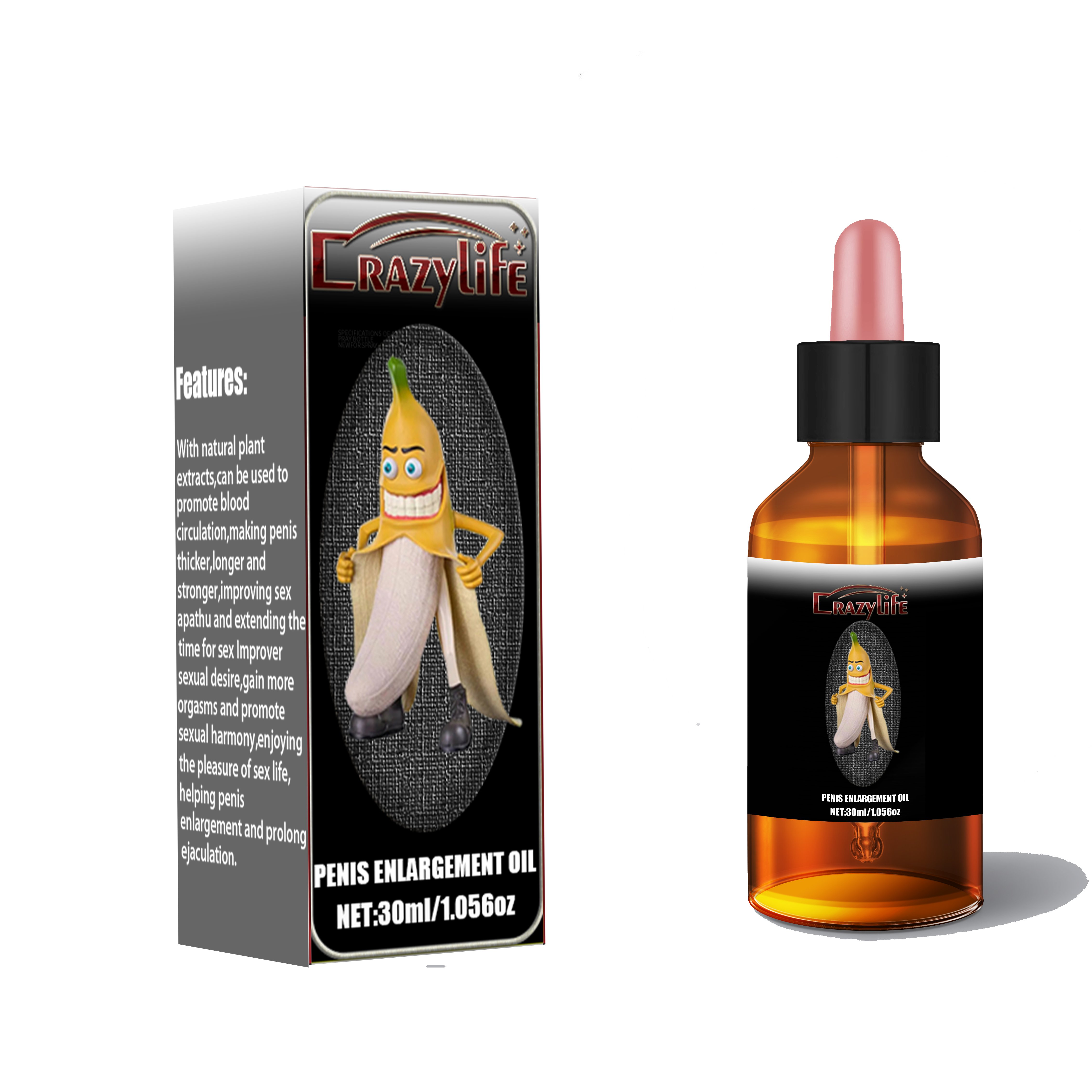 Crazylife Men's Penis Enlargement Oil Massage Essential Oil Delay Oil 30ml
