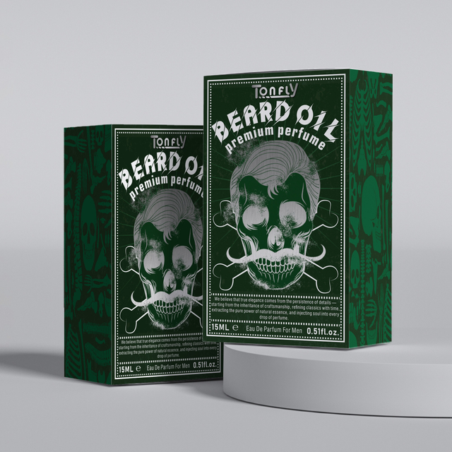 TONFLY Men's After-Shave Care Essential Oil - Green Skull Head Series Beard Oil Perfume 15ML