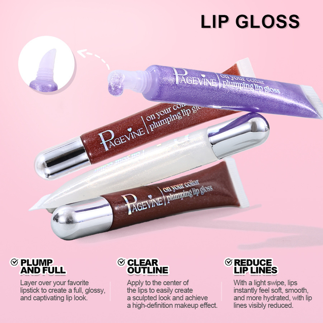 PAGE VINE Glossy Lip Cream - Moisturizing and Hydrating Lip Balm with Full-Lip Effect and Sparkling Lip Shimmers