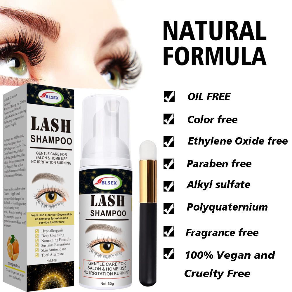 60ML Eyelash Extension Shampoo Eyelid Lash Foaming Cleanser Glue Remover Deep Cleaning For Makeup Women