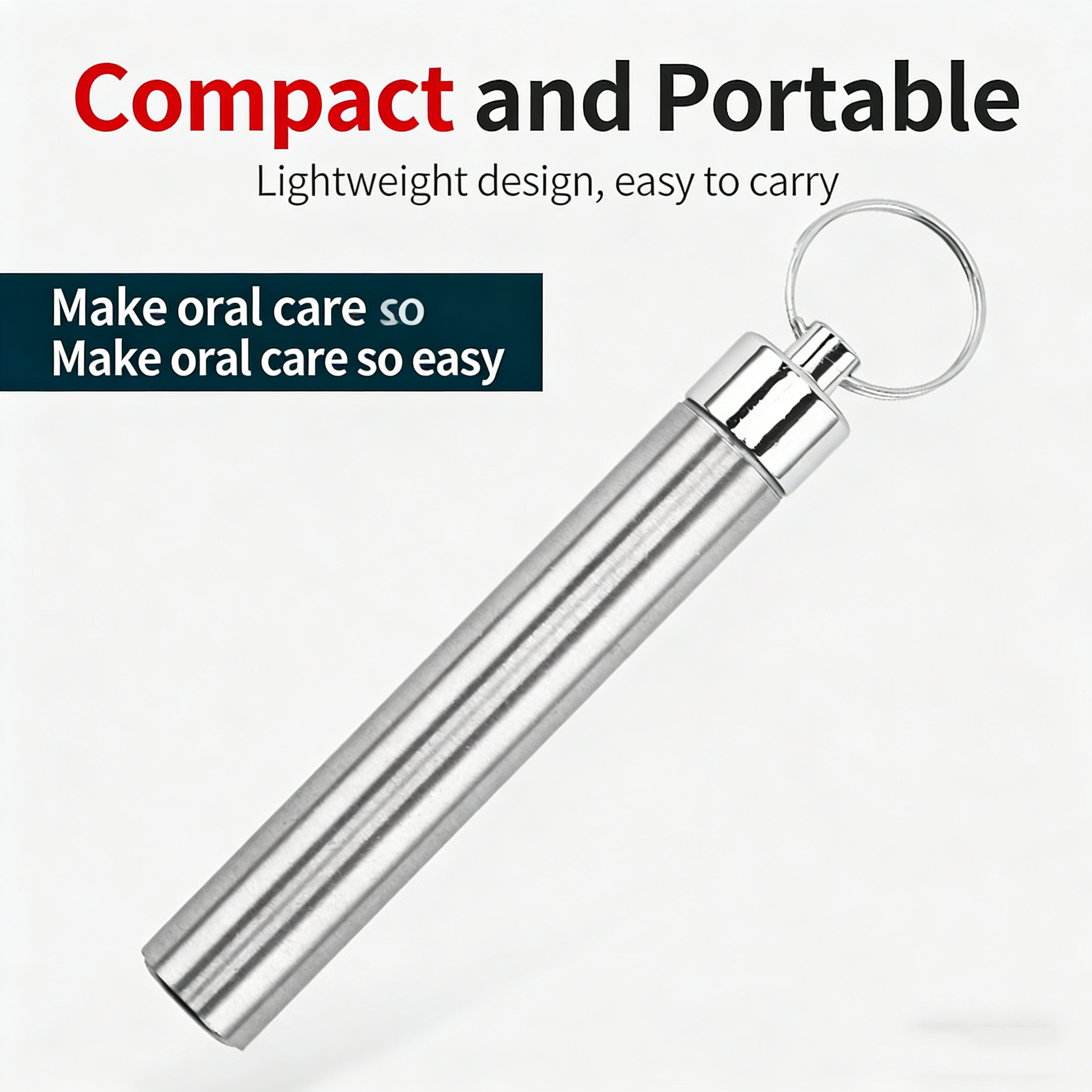 Stainless steel toothpick set - Portable storage tube - Dental care metal toothpick - Oral teeth cleaning tool