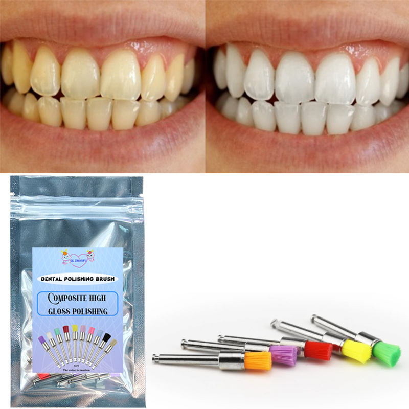 QLZHANFU Dental Polishing Brush & Cup | Professional Teeth Polishing Tools | Nylon Polishing Brushes - Flat Head & Pointed Head for Dental Prophy
