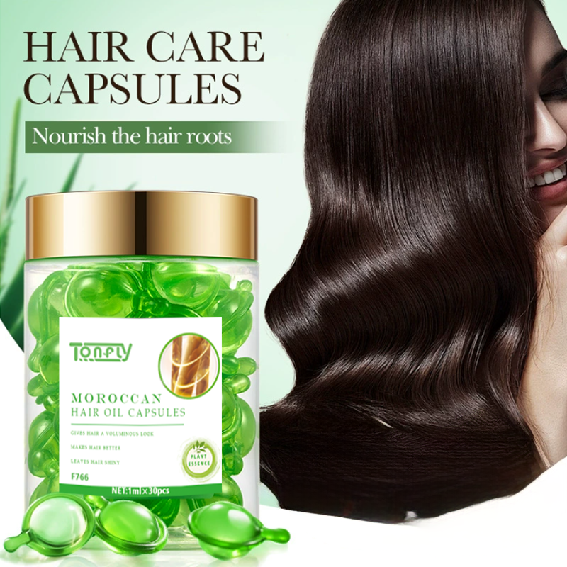 Moroccan Argan Oil Hair Capsules - Anti-Frizz Hydrating Serum for Smooth Shine