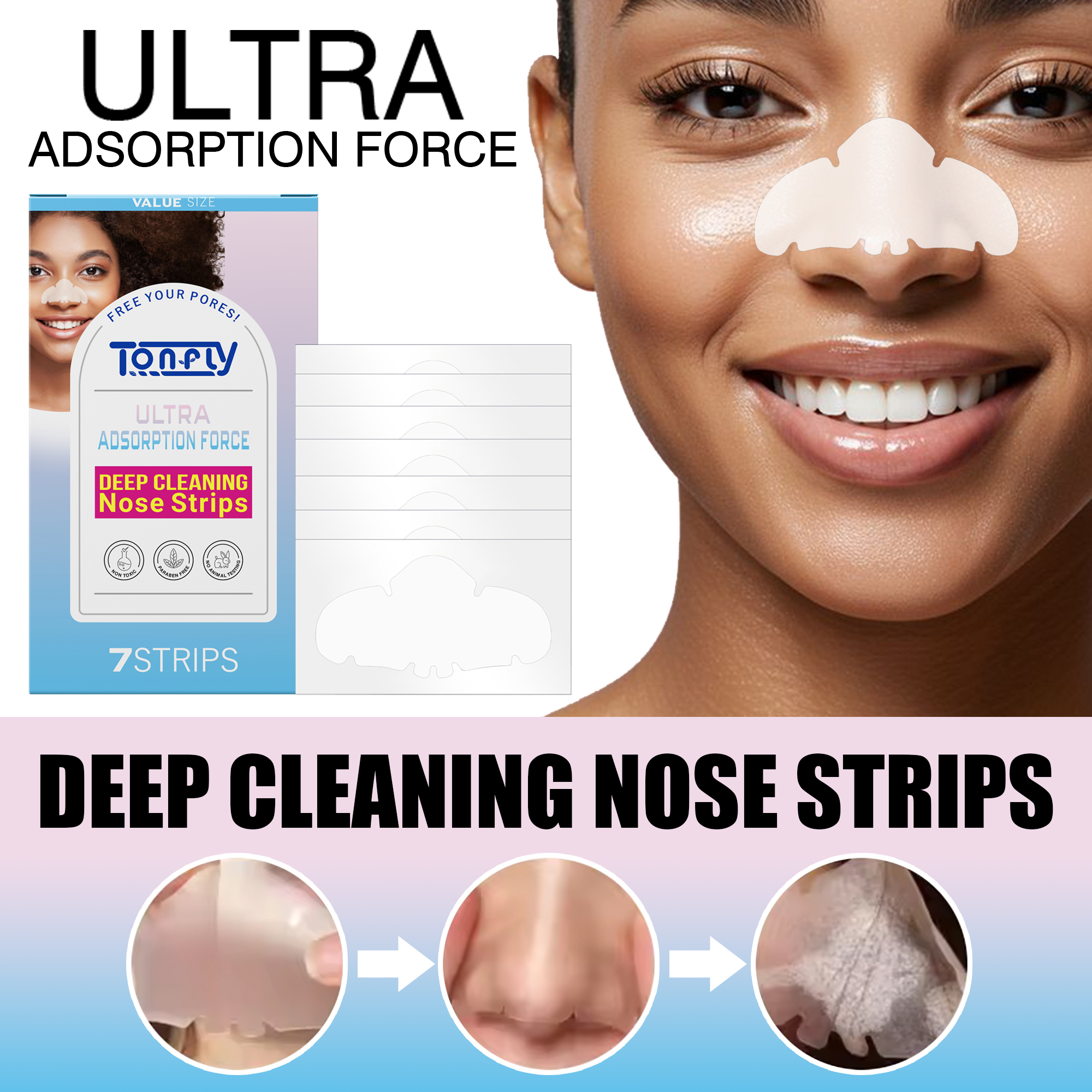 Activated Charcoal Blackhead Nose Strip - Deep Cleansing Pore Minimizing Oil Control