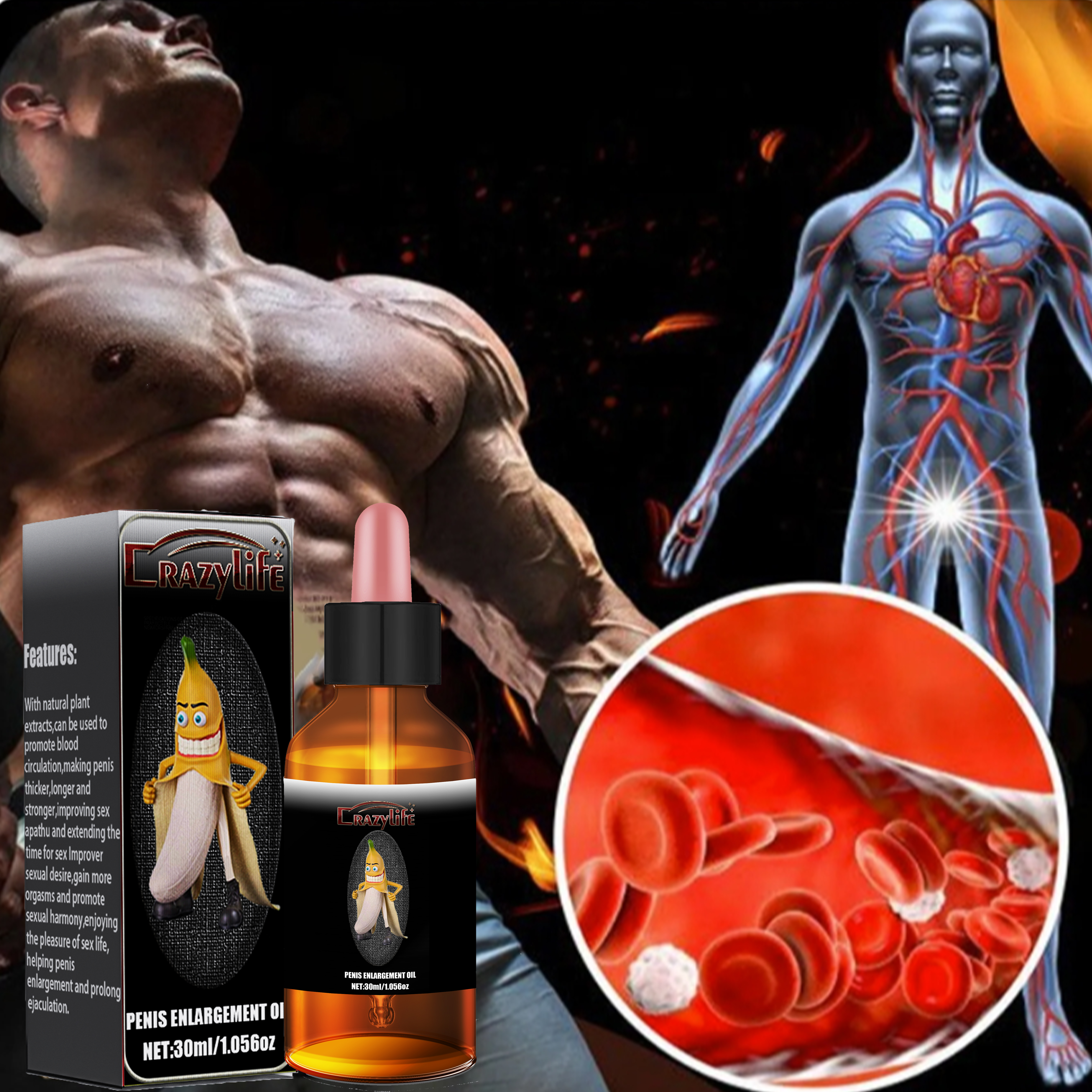 Crazylife Men's Penis Enlargement Oil Massage Essential Oil Delay Oil 30ml