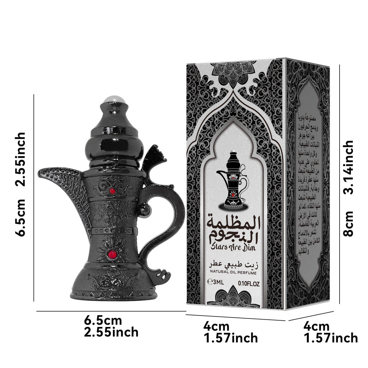 EDIEBAO Black Teapot Perfume for Men, 3 Ml Long-lasting Fragrance