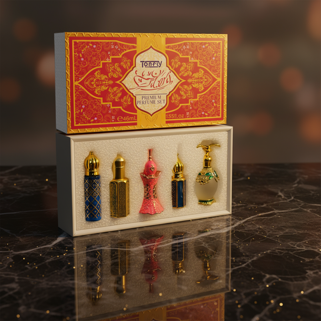 Tonfly Arabian Style Perfume Oil Set – 5pcs Alcohol-Free, Fruity Floral, Perfect Gift for Her