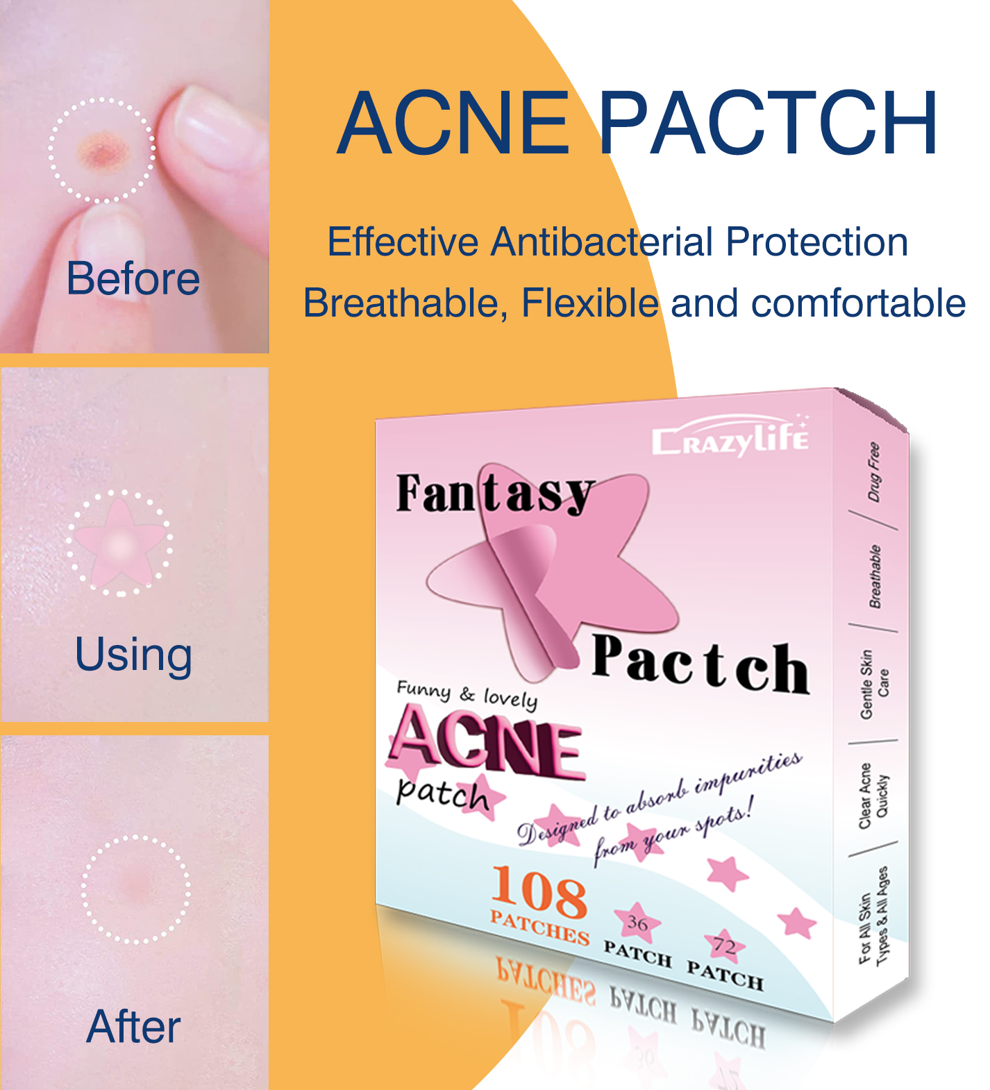 Star-Shaped Tea Tree Acne Patch - Invisible Anti-Inflammatory Pimple Treatment