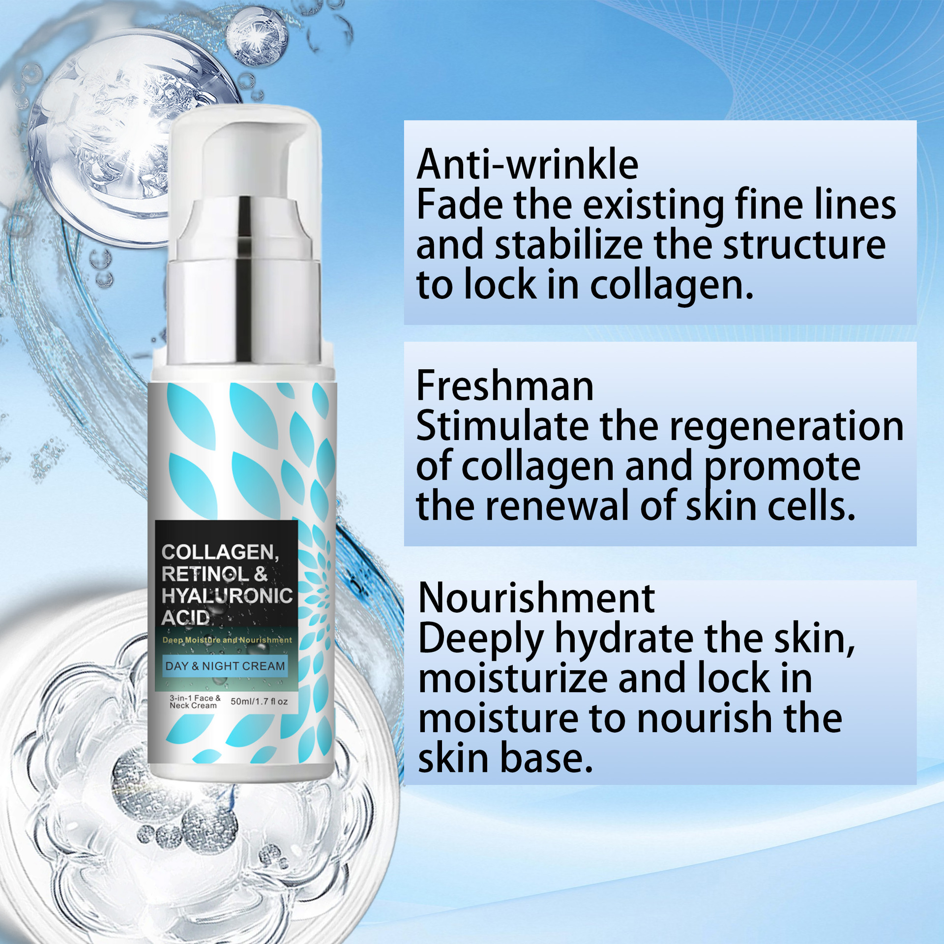 Facial cream - Collagen cream, retinol cream, moisturizing cream, hydrating collagen cream