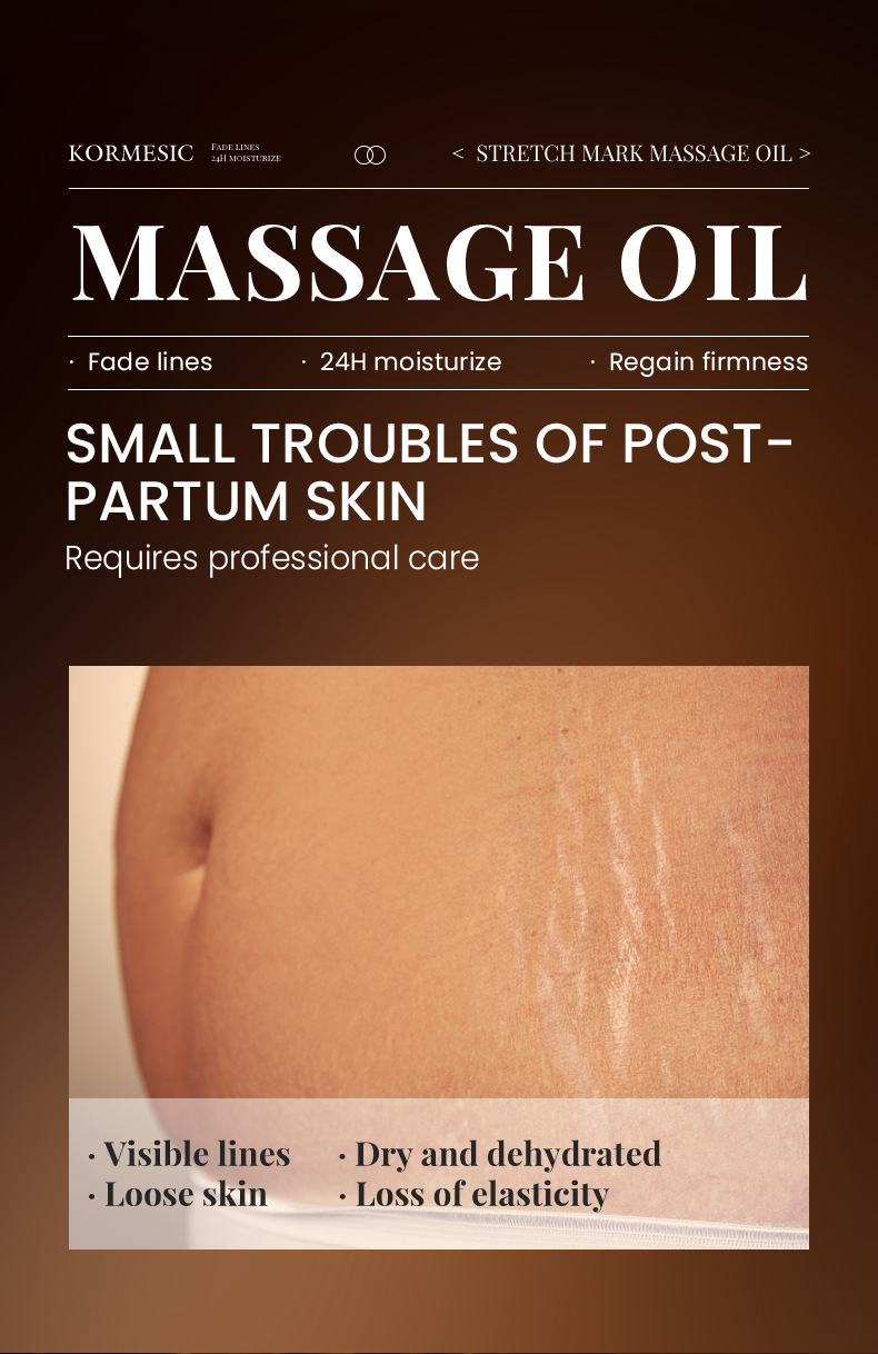 Stretch mark massage oil for moisturizing body care