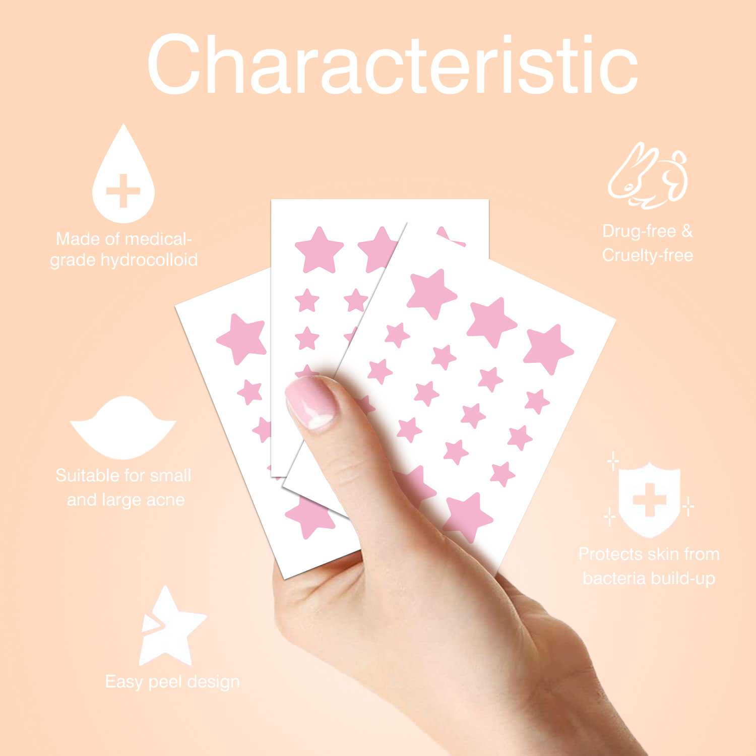 Star-Shaped Tea Tree Acne Patch - Invisible Anti-Inflammatory Pimple Treatment