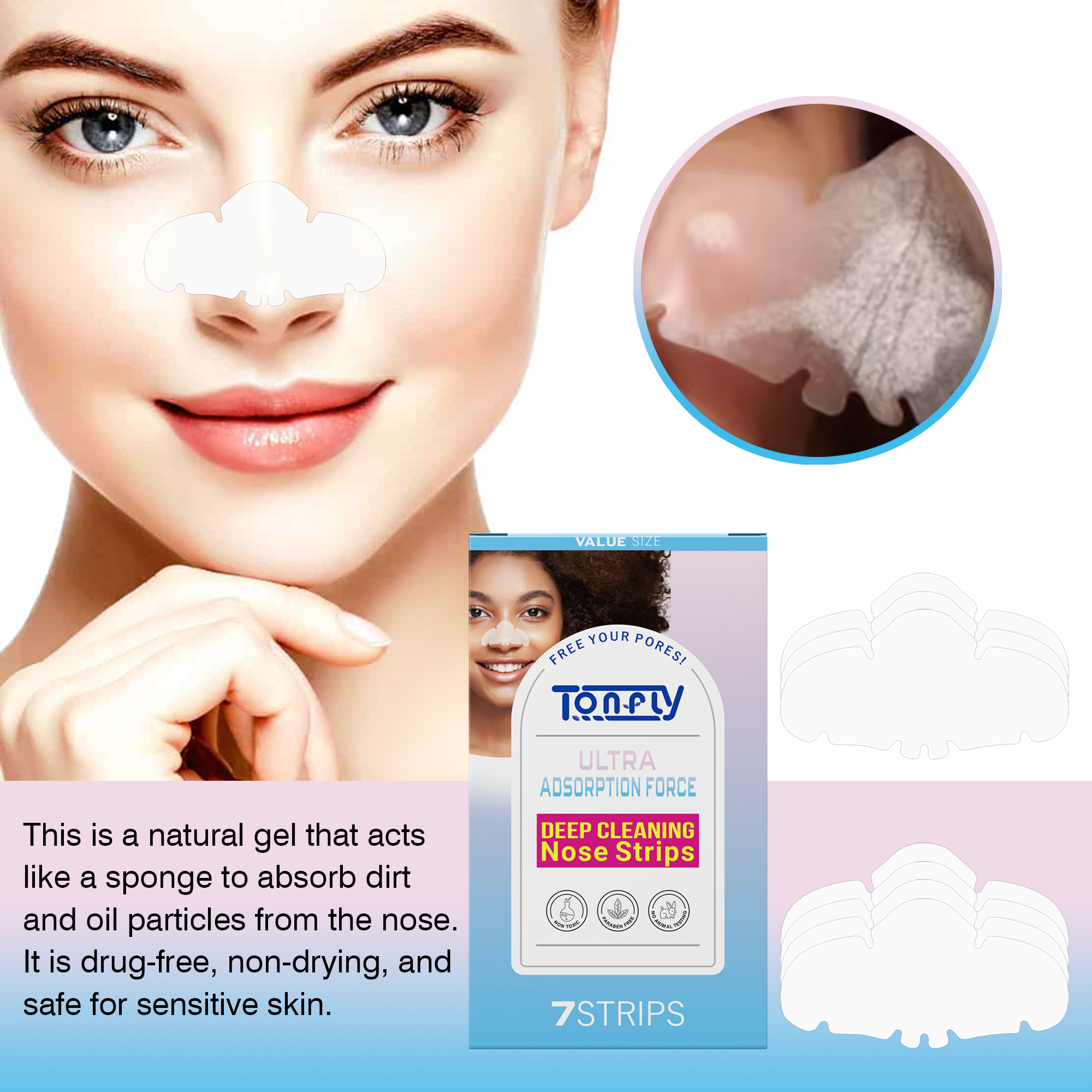 Activated Charcoal Blackhead Nose Strip - Deep Cleansing Pore Minimizing Oil Control