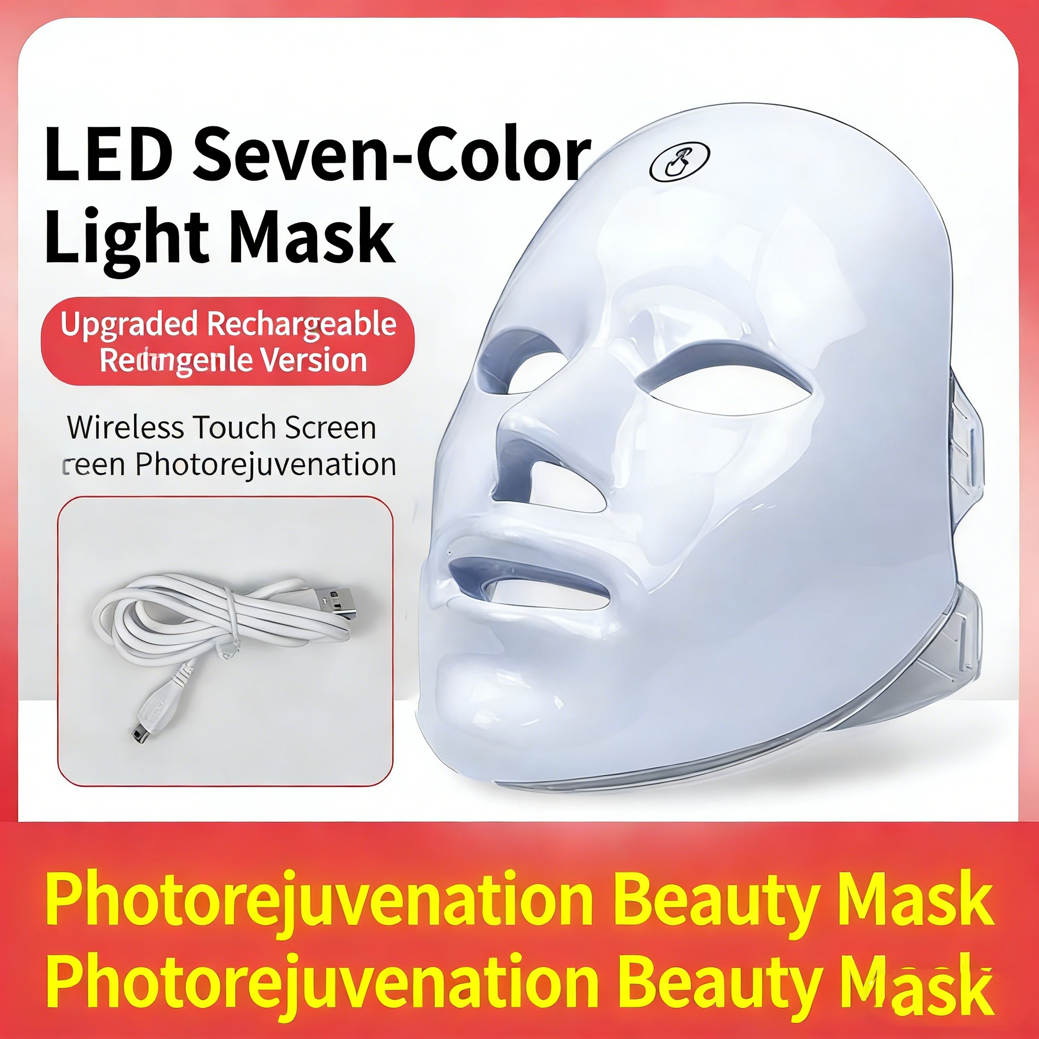 Photonic skin rejuvenation mask beauty device LED childlike face machine cleansing and introducing facial large row lamp mask red and blue light acne removalPhotonic skin rejuvenation mask beauty devi