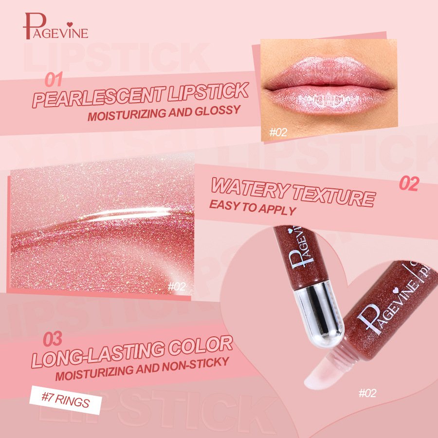 PAGE VINE Glossy Lip Cream - Moisturizing and Hydrating Lip Balm with Full-Lip Effect and Sparkling Lip Shimmers