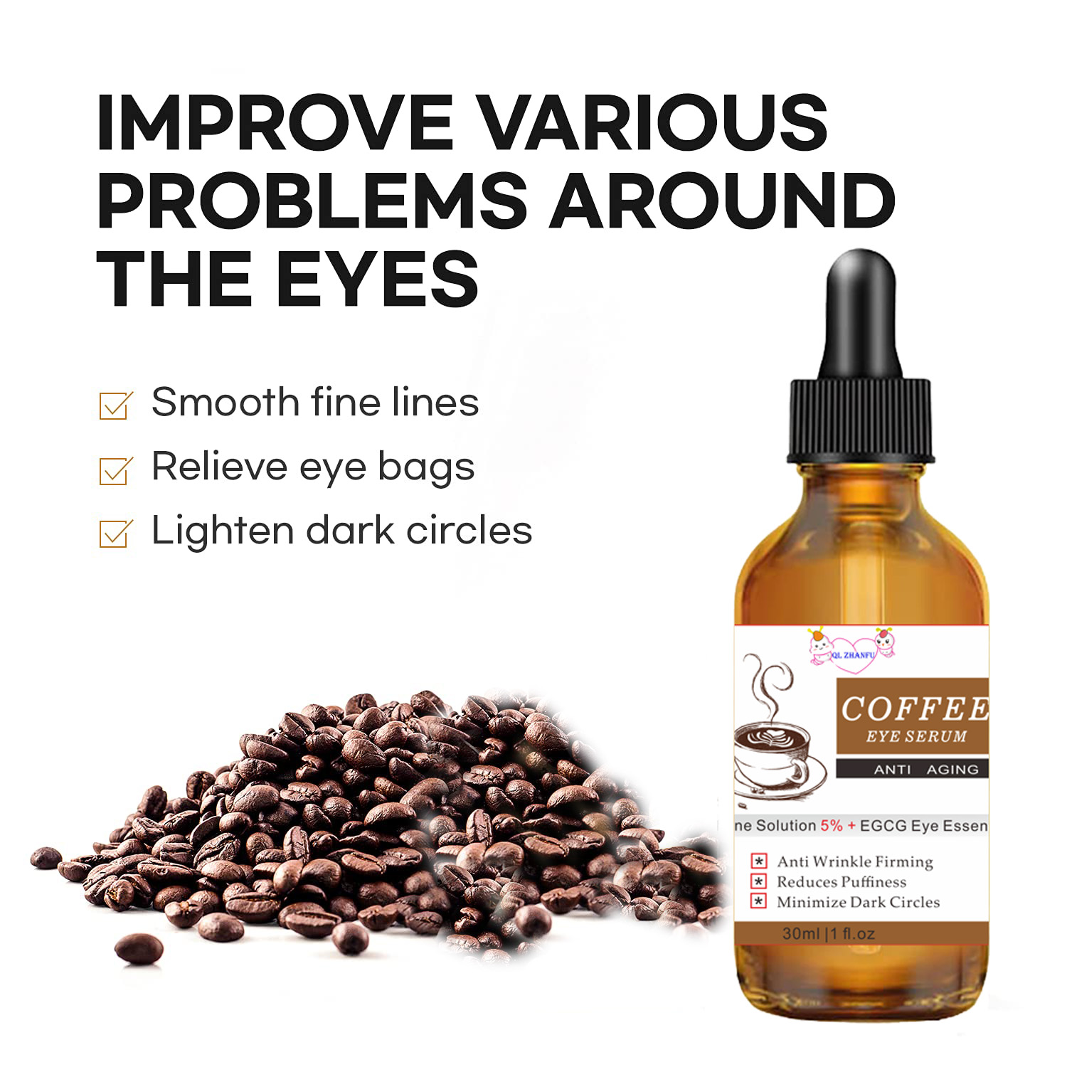 Eye Care 30ml Eye Fat Removal Serum Effective Anti-Particles Eye Cicle Line Fine Fade Improve Serum Care Puffiness Dark 