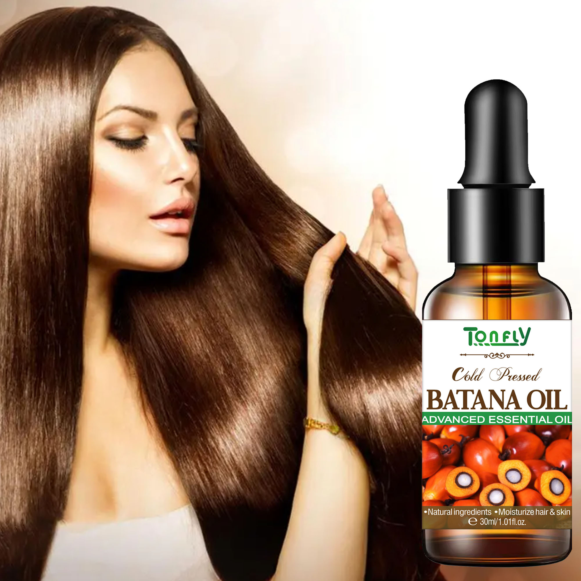 Organic Batana Hair Serum - Hydrating Anti-Frizz Oil to Boost Shine & Strength