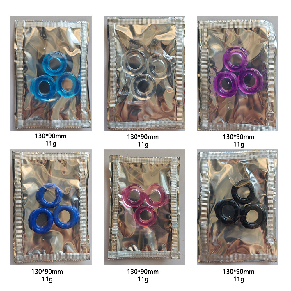 Yifeng Lock Precision Ring Men's Anti-Retraction Ring With Beads in Three Colors Ring for Transparent Penis Ring Made of Aluminum Foil Adult Sex Toys Wholesale Six packages