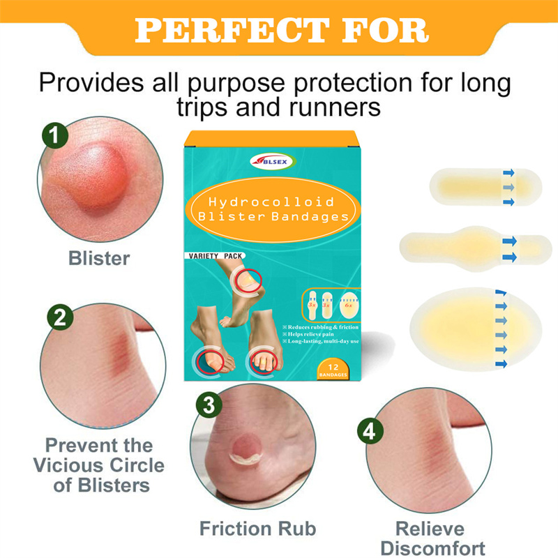 Blister Plasters Invisible Hydrocolloid Gel Blister Bandages Blister Cushion Pad for Heel Foot Toe and Guard Skin