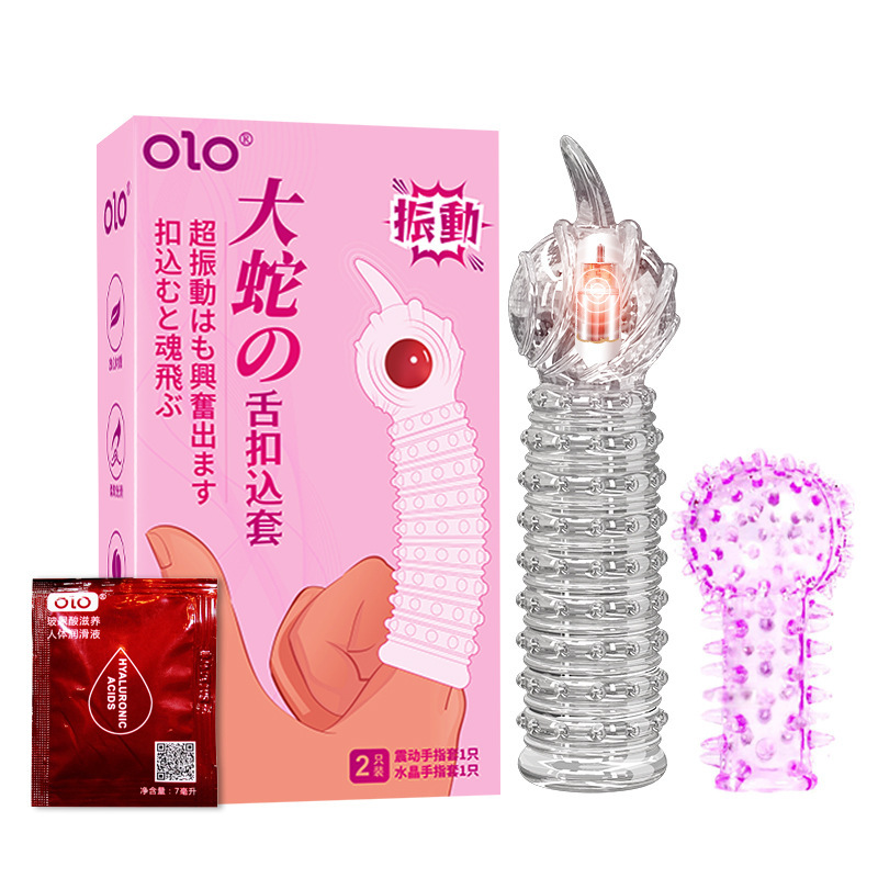 Giant python crystal vibration penis sleeve adult male elongated fang sex toy